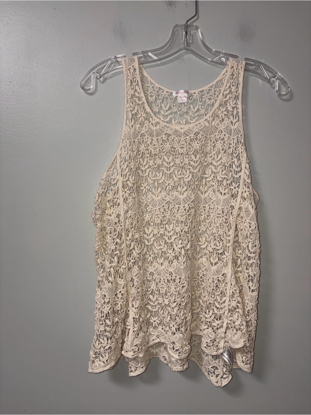 Xhilaration Cream Geometric Lace‎ Crochet Tank Boho Festival Peasant Juniors XXL